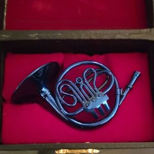 Black French Horn Decorative Sculpture - Musical Home Accent